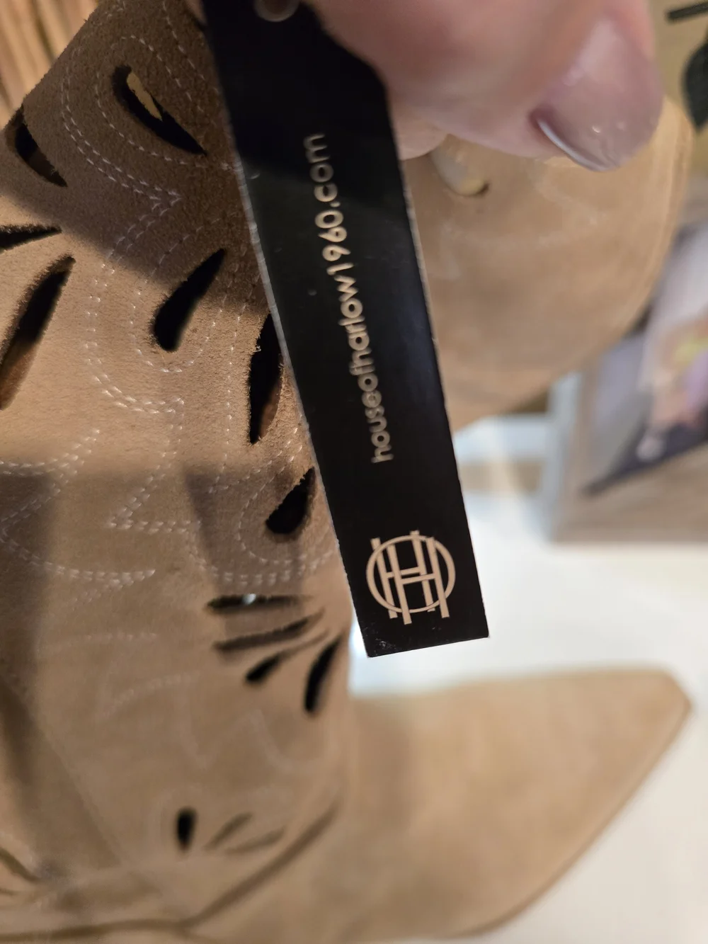 House of Harlow 1960 Tan Suede  Cutout Boots